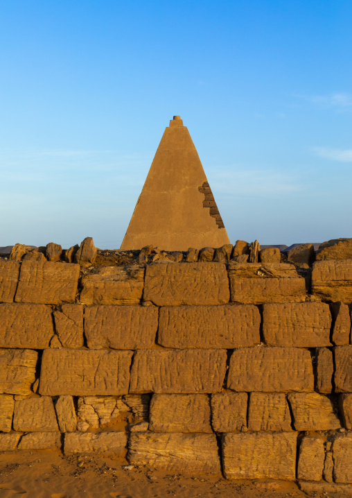 Pyramids and tombs in royal cemetery of Bajrawiya, Northern State, Meroe, Sudan