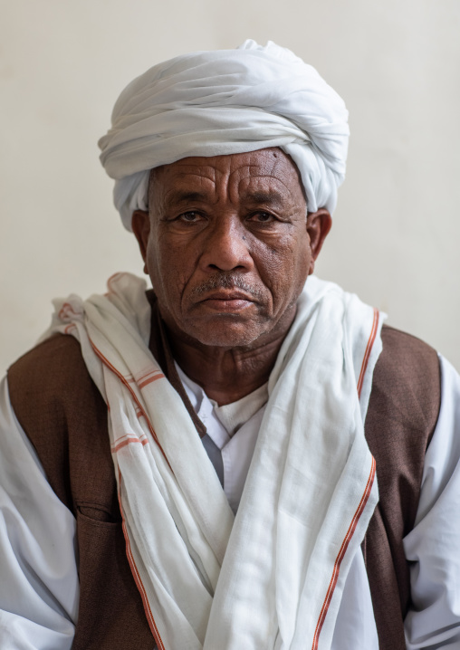 Portrait of a Beja tribe leader, Red Sea State, Port Sudan, Sudan
