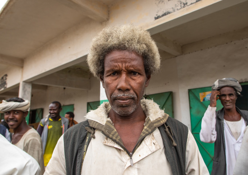Portrait of a Beja tribe man in the street, Red Sea State, Port Sudan, Sudan