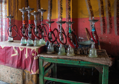 Water pipes in a bar, Red Sea State, Port Sudan, Sudan
