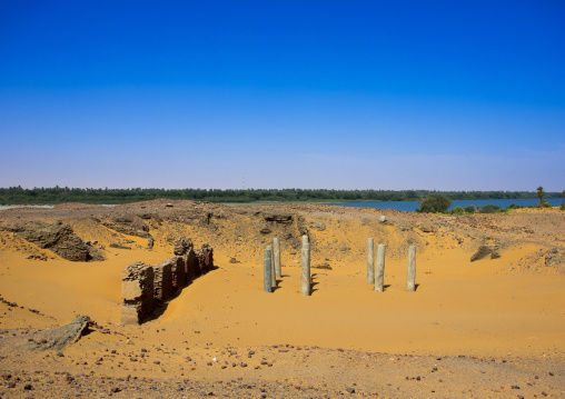 Sudan, Nubia, Old Dongola, ruins of the church of the granite columns