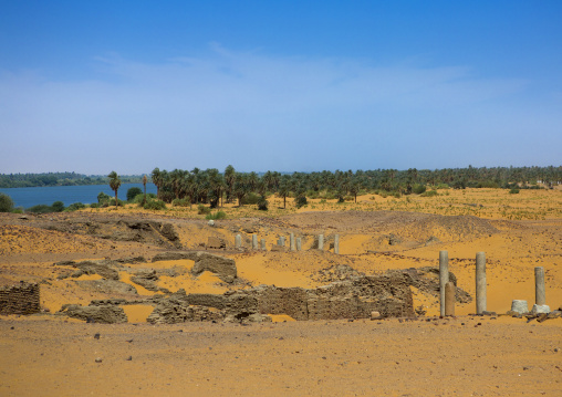 Sudan, Nubia, Old Dongola, ruins of the church of the granite columns