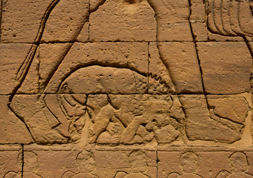 Sudan, Nubia, Naga, lion relief on a wall