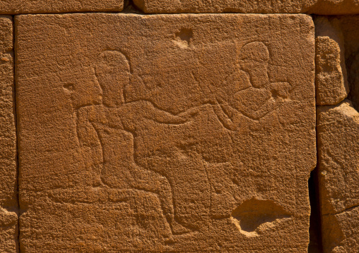 Sudan, Nubia, Naga, human representation carving on the elephant temple at musawwarat es-sufra