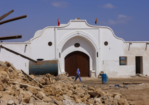 Sudan, Port Sudan, Suakin, renovated building of the gateway to customs
