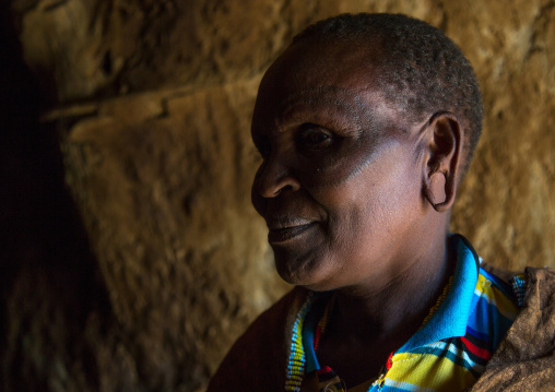 Tanzania, Serengeti Plateau, Lake Eyasi, datoga tribe woman with scarifications and tattoos on the face