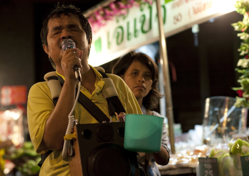 Blind man begging in the street, Bangkok thailand