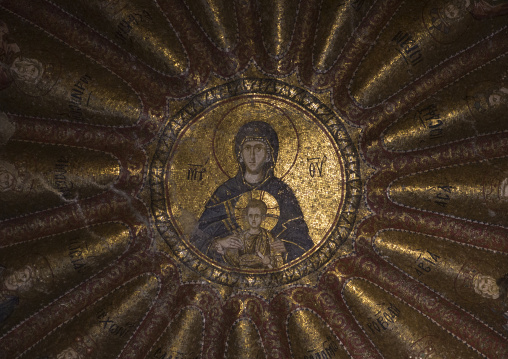 Virgin mary and the child mosaics and paintings in the byzantine church of st. Savior in Chora, Edirnekapı, istanbul, Turkey