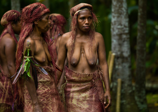 Big Nambas tribe women in traditional clothing, Malampa Province, Malekula Island, Vanuatu