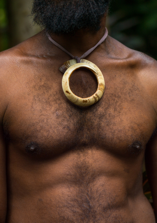 Tribesman with wild pig tusk, Ambrym island, Fanla, Vanuatu