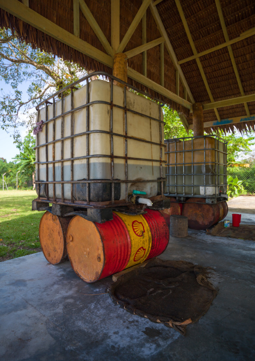 Coconut oil barrels produced as an alternative fuel energy, Espiritu Santo, Luganville, Vanuatu