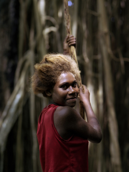 Portrait of a teenage girl with blonde hair, Efate Island, Port Vila, Vanuatu