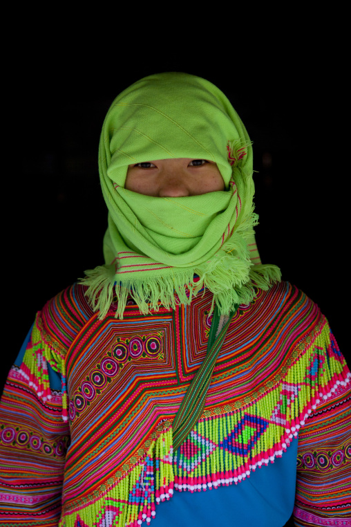 Veiled flower hmong girl, Sapa, Vietnam