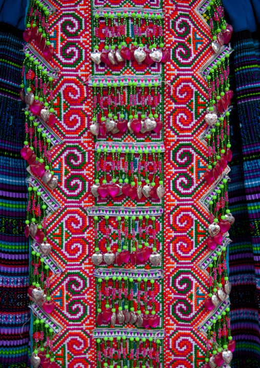Details of a traditional flower hmong cloth, Sapa, Vietnam