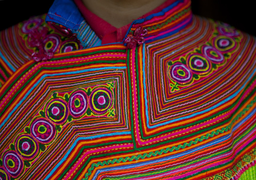 Detail of a traditional flower hmong dress, Sapa, Vietnam