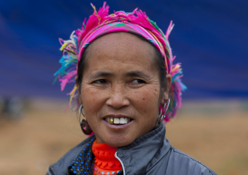 Woman with a colourful headscarf, Sapa, Vietnam