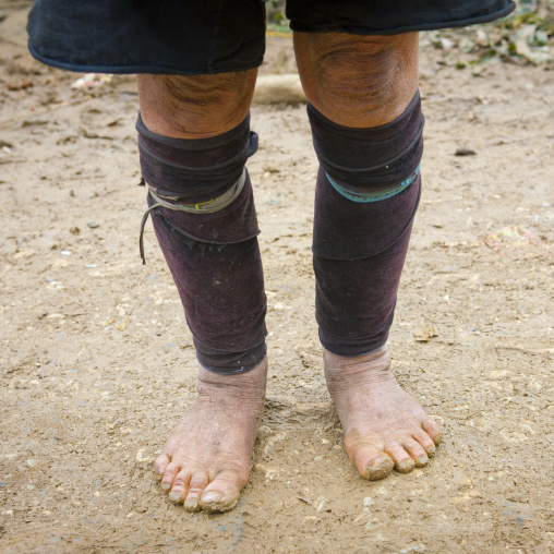 Black hmong leg warmers, Sapa, Vietnam
