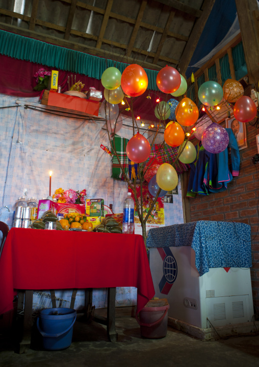 Inside a house decorated for tet party, Sapa, Vietnam