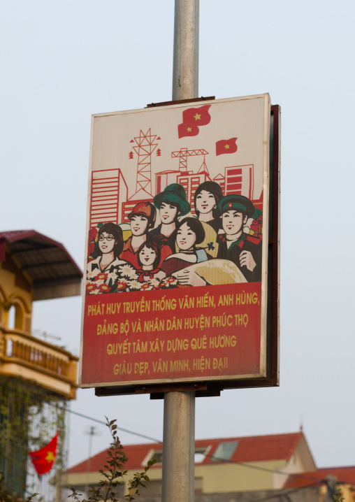 Propaganda billboard of the communist party, Hanoi, Vietnam