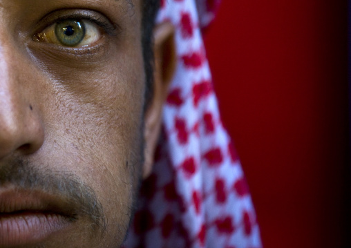 Close-up On A Blue-eyed Man Chewing Qat, Sanaa, Yemen