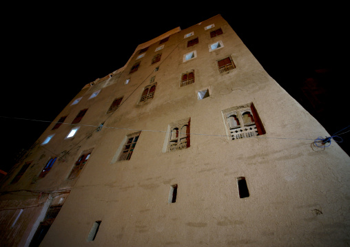 Night View Of A Five Storey House In Shibam, Yemen