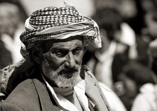 Black And White Portrait Of An Old Man In Thula, Yemen