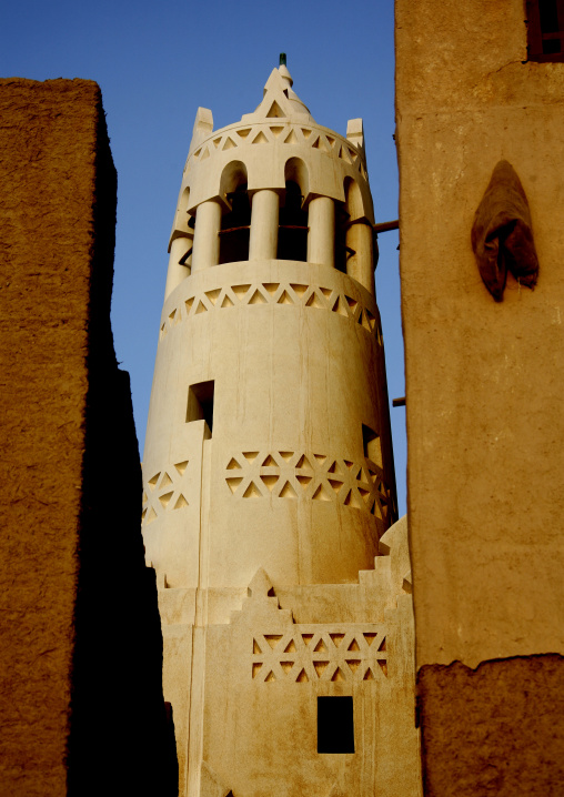 Sculpted Minaret In Shibam Mosque, Yemen