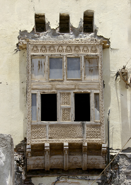 View Of A Wooden Mashrabiya,  Mocha, Yemen