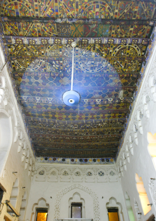 Heritage house painted ceiling in the old town, Al Hudaydah Governorate, Zabid, Yemen