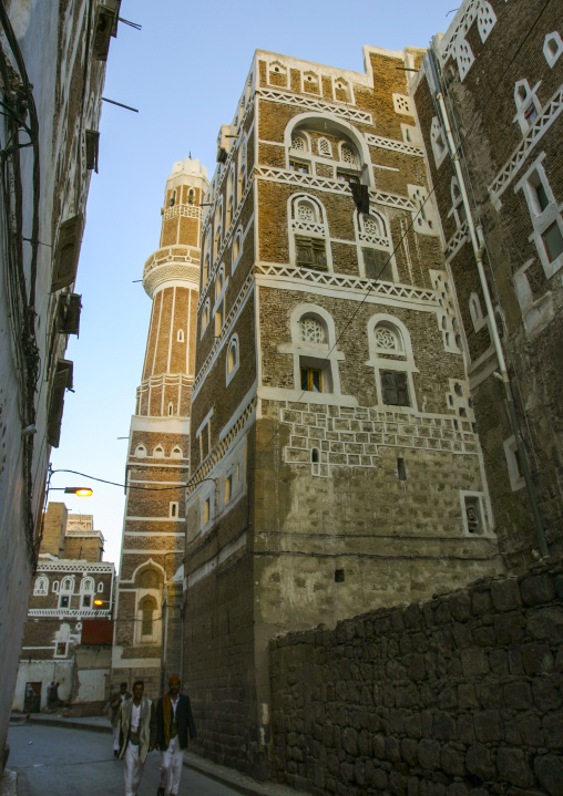 Traditional houses in the old city featuring ornamental facades, Amanat Al-Asemah, Sanaa, Yemen
