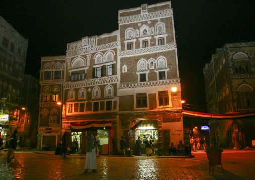 Traditional houses in the old city featuring ornamental facades, Amanat Al-Asemah, Sanaa, Yemen