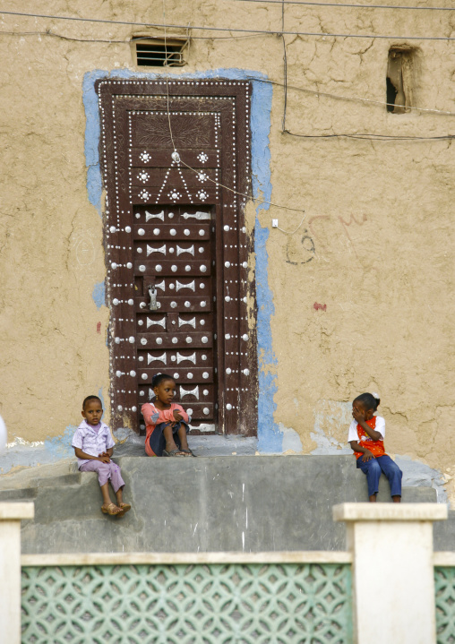 Decorated door of a traditional house, Hadhramaut, Khaila, Yemen