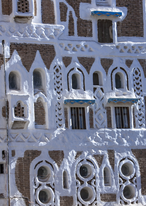 Traditional houses in the old city featuring ornamental facades, Amanat Al-Asemah, Sanaa, Yemen