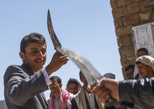 Wedding dancers with jambiyas, Amran Governorate, Thula, Yemen