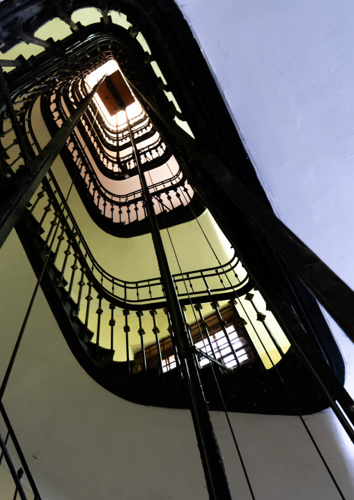 Stairs in an old french colonial building, North Africa, Algiers, Algeria