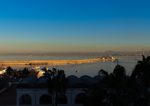 View on the port at sunset, North Africa, Algiers, Algeria