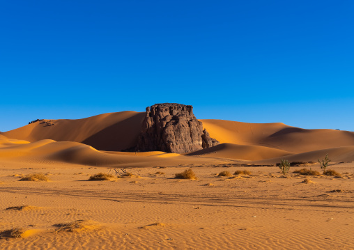 Rocks and sand dunes in Sahara desert, Tassili N'Ajjer National Park, Tadrart Rouge, Algeria