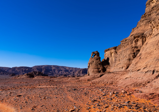 Rocks and sand dunes in Sahara desert, Tassili N'Ajjer National Park, Tadrart Rouge, Algeria