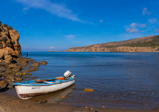 Boat on Madagh beach, North Africa, Oran, Algeria