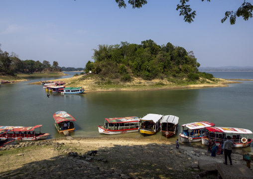 Local boats on Kaptai Lake, Chittagong Division, Rangamati Sadar, Bangladesh