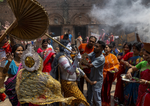 Lord Shiva procession with devotees at Lal Kach festival, Dhaka Division, Munshiganj, Bangladesh