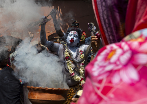 Lord Shiva procession with devotees at Lal Kach festival, Dhaka Division, Munshiganj, Bangladesh