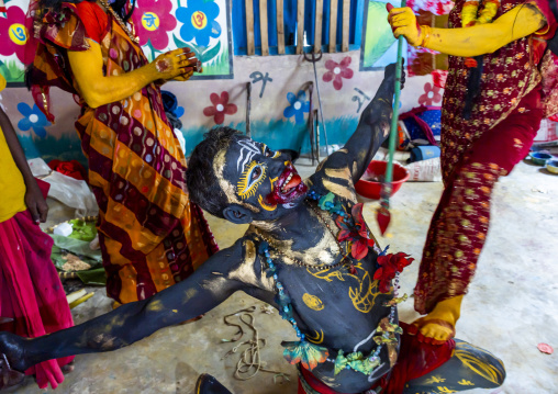 Osur dressing in a school for Charak Puja hindu festival, Sylhet Division, Kamalganj, Bangladesh