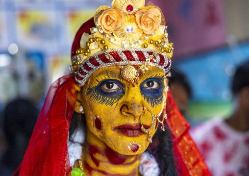Portrait of Parvati the wife of Shiva in Charak Puja hindu festival, Sylhet Division, Sylhet, Bangladesh