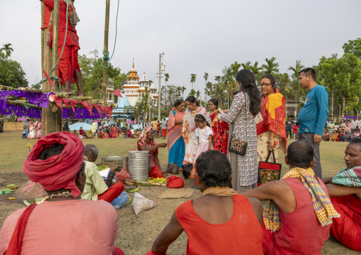 Devotees making donations before body suspension during Charak Puja, Sylhet Division, Kamalganj, Bangladesh