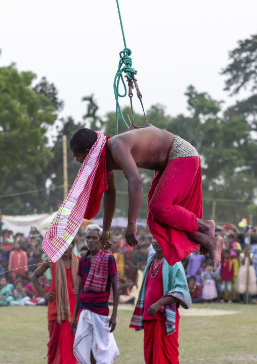 Body suspension with hooks during Charak Puja hindu festival, Sylhet Division, Kamalganj, Bangladesh