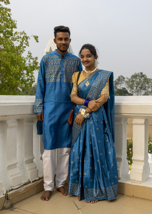 Hindu couple visiting Shalban Buddhist Monastery, Chittagong Division, Comilla, Bangladesh