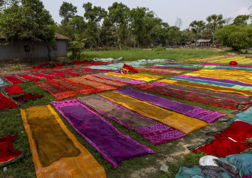 Fabrics drying under the sun in a batik factory, Chittagong Division, Comilla, Bangladesh