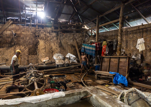 Bangladeshi workers in a salt factory, Chittagong Division, Chittagong, Bangladesh