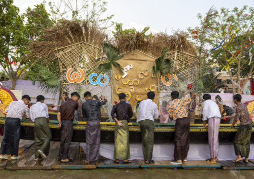 Water fight with Marma people during Sangrai, Chittagong Division, Bandarban, Bangladesh